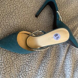 Nine West Teal Heels with Sparkling Accents